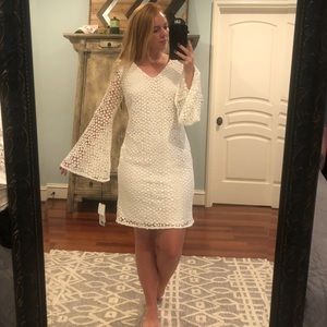 Karl Lagerfeld Paris Bell Sleeve Lace Shift Dress